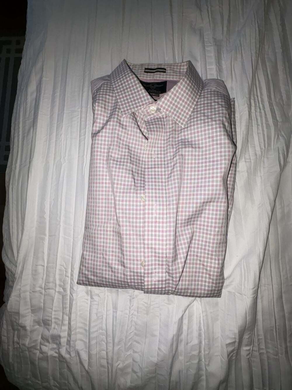 Black Brown 1826 Men's Fitted Non-Iron Plaid Dress Shirt, Size 17-36